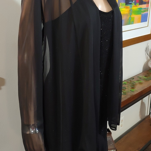 NWT S. LEVINE CAMI BLOUSE TOP BLACK LONG SLEEVE SHEER CAMI WOMENS SIZE MEDIUM - Picture 1 of 7